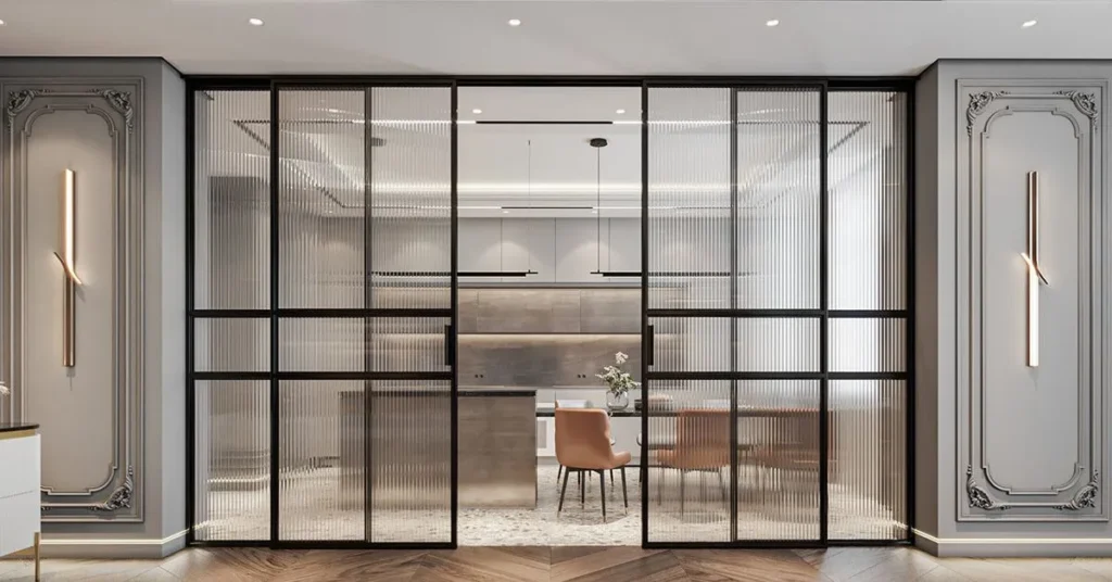 Fluted Glass Door