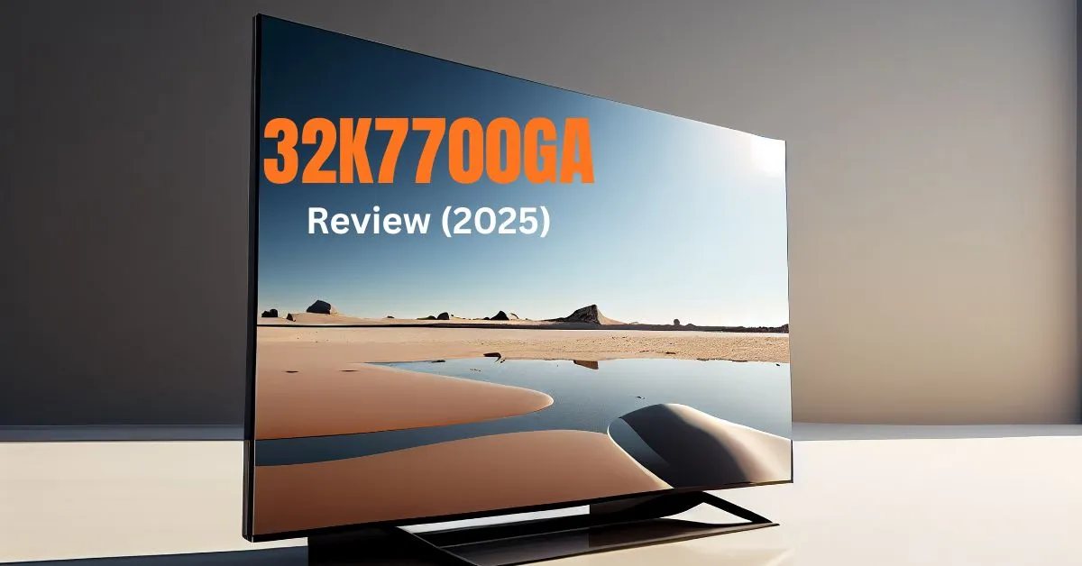 Haier 32K7700GA 32 Inch HD Ready Smart LED TV front view Haier 32K7700GA wall-mounted in modern living room